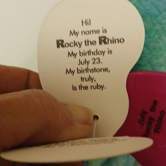 🩷AVON FULL O BEANS 1999, ROCKY THE RHINO COLLECTIBLE STUFFED PLUSHE - Picture 7 of 9